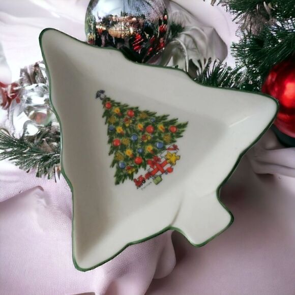 Mt Clemens Pottery Candy Dish Ceramic Tray Nut Bowl Vintage Japan Christmas Tree - Picture 10 of 15